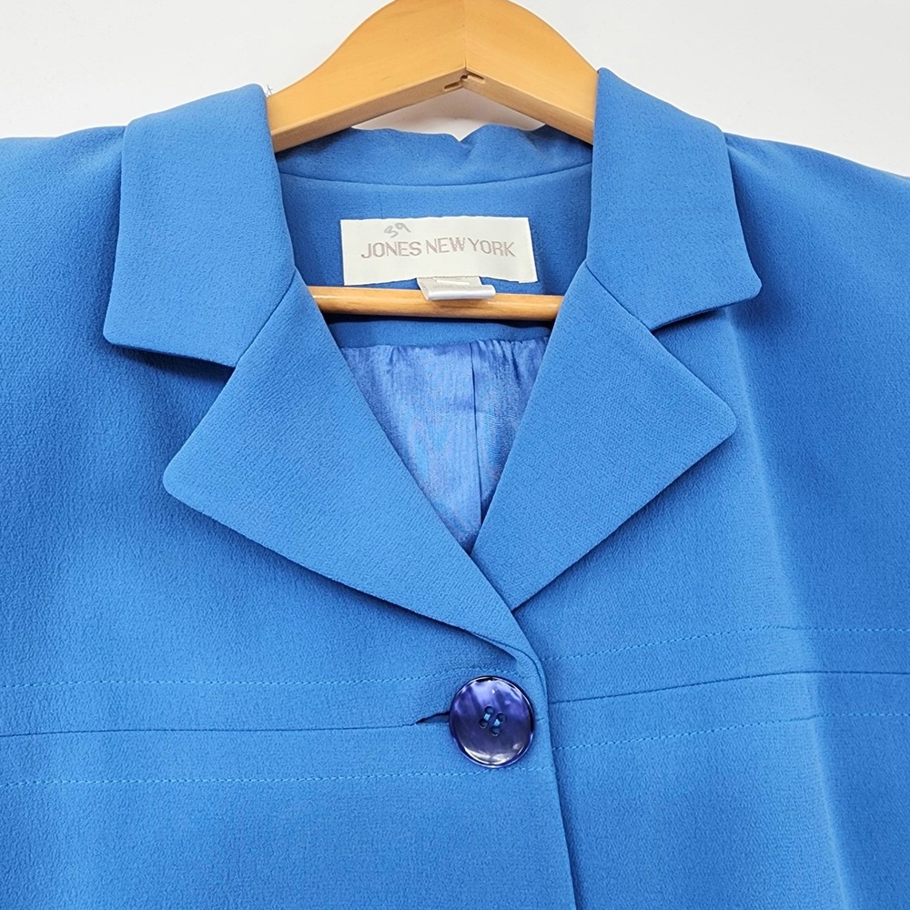 Jones New York Skirt Suit 16W Silk Blue 3 Button Business Office Luxury NEW $352 - Picture 12 of 15